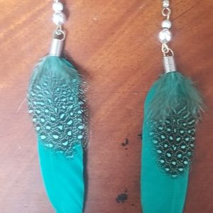 Peacock feather earrings